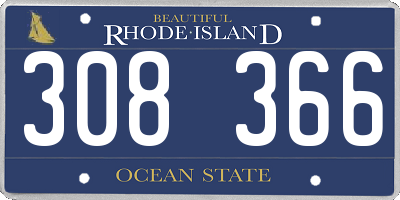 RI license plate 308366