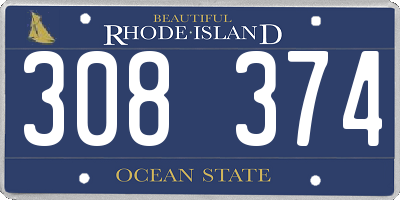 RI license plate 308374
