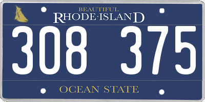 RI license plate 308375