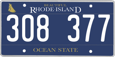 RI license plate 308377