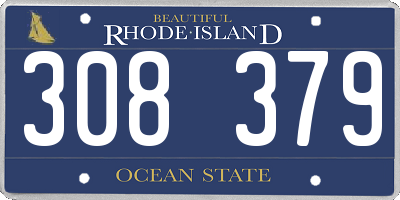 RI license plate 308379