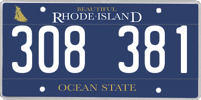 RI license plate 308381