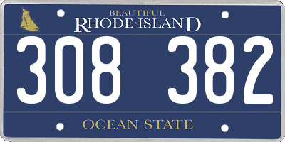 RI license plate 308382