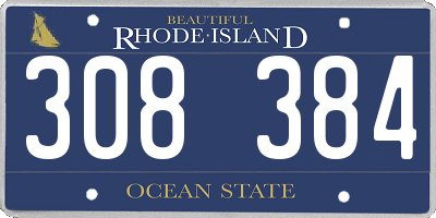 RI license plate 308384