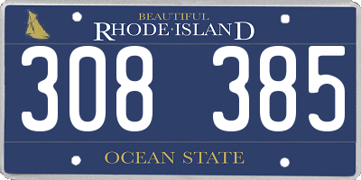 RI license plate 308385