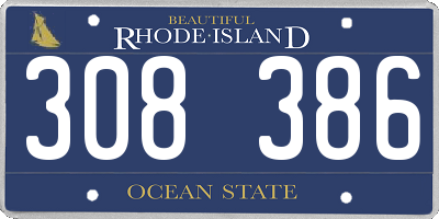 RI license plate 308386