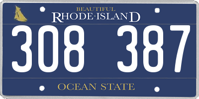 RI license plate 308387