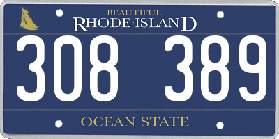 RI license plate 308389