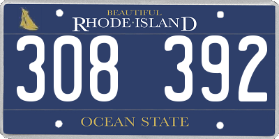 RI license plate 308392