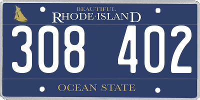RI license plate 308402