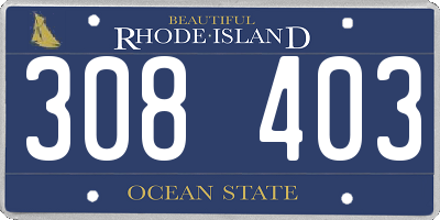 RI license plate 308403
