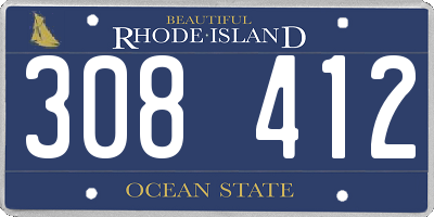 RI license plate 308412