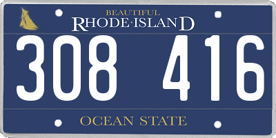 RI license plate 308416