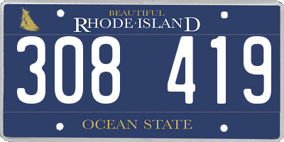 RI license plate 308419