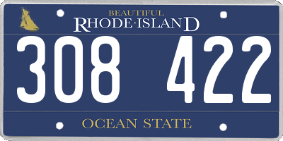 RI license plate 308422