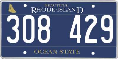RI license plate 308429