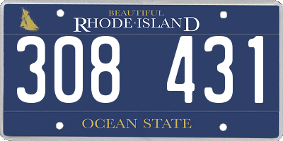 RI license plate 308431