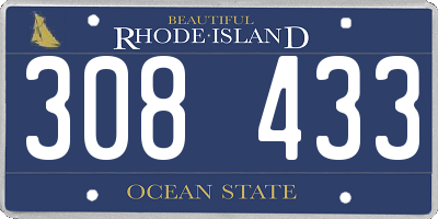 RI license plate 308433