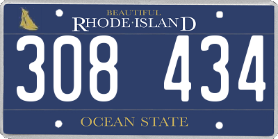 RI license plate 308434