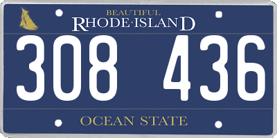 RI license plate 308436