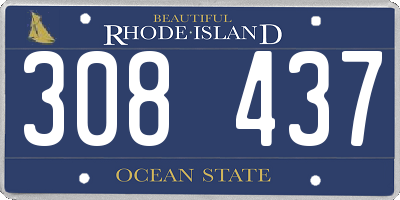 RI license plate 308437