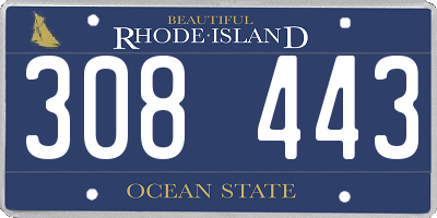 RI license plate 308443