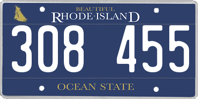 RI license plate 308455