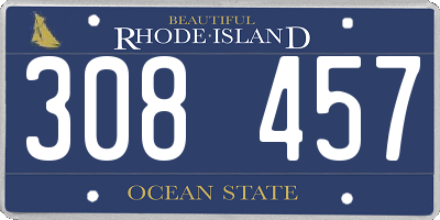 RI license plate 308457