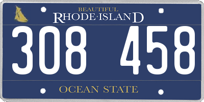 RI license plate 308458
