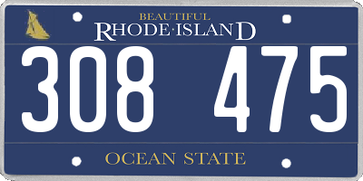 RI license plate 308475