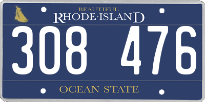 RI license plate 308476