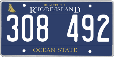RI license plate 308492