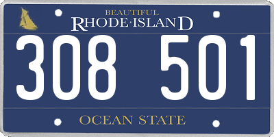 RI license plate 308501