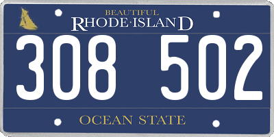 RI license plate 308502