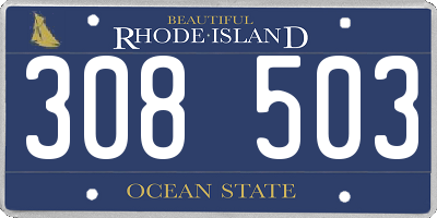 RI license plate 308503
