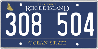 RI license plate 308504