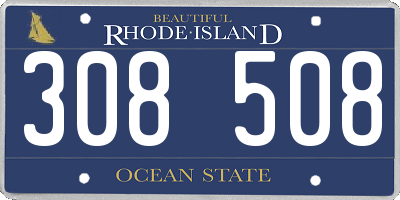 RI license plate 308508