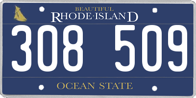 RI license plate 308509
