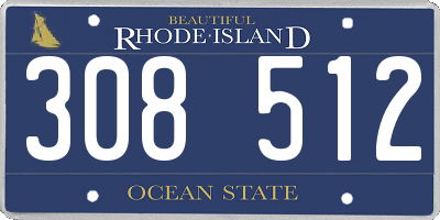 RI license plate 308512