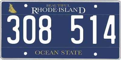 RI license plate 308514