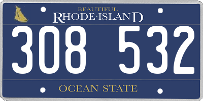 RI license plate 308532