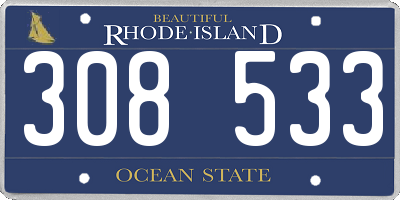 RI license plate 308533