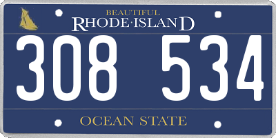 RI license plate 308534