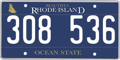 RI license plate 308536