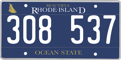 RI license plate 308537