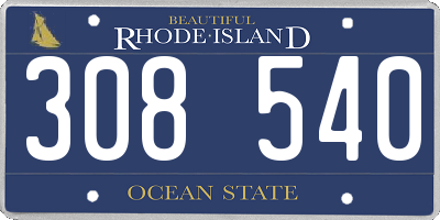 RI license plate 308540
