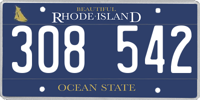 RI license plate 308542