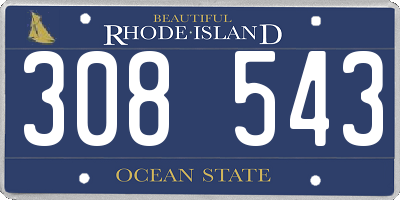 RI license plate 308543