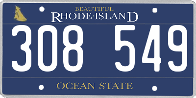 RI license plate 308549