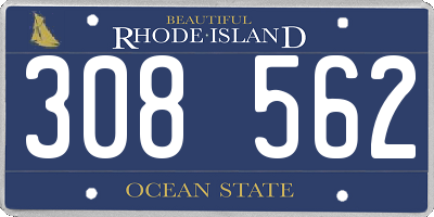 RI license plate 308562